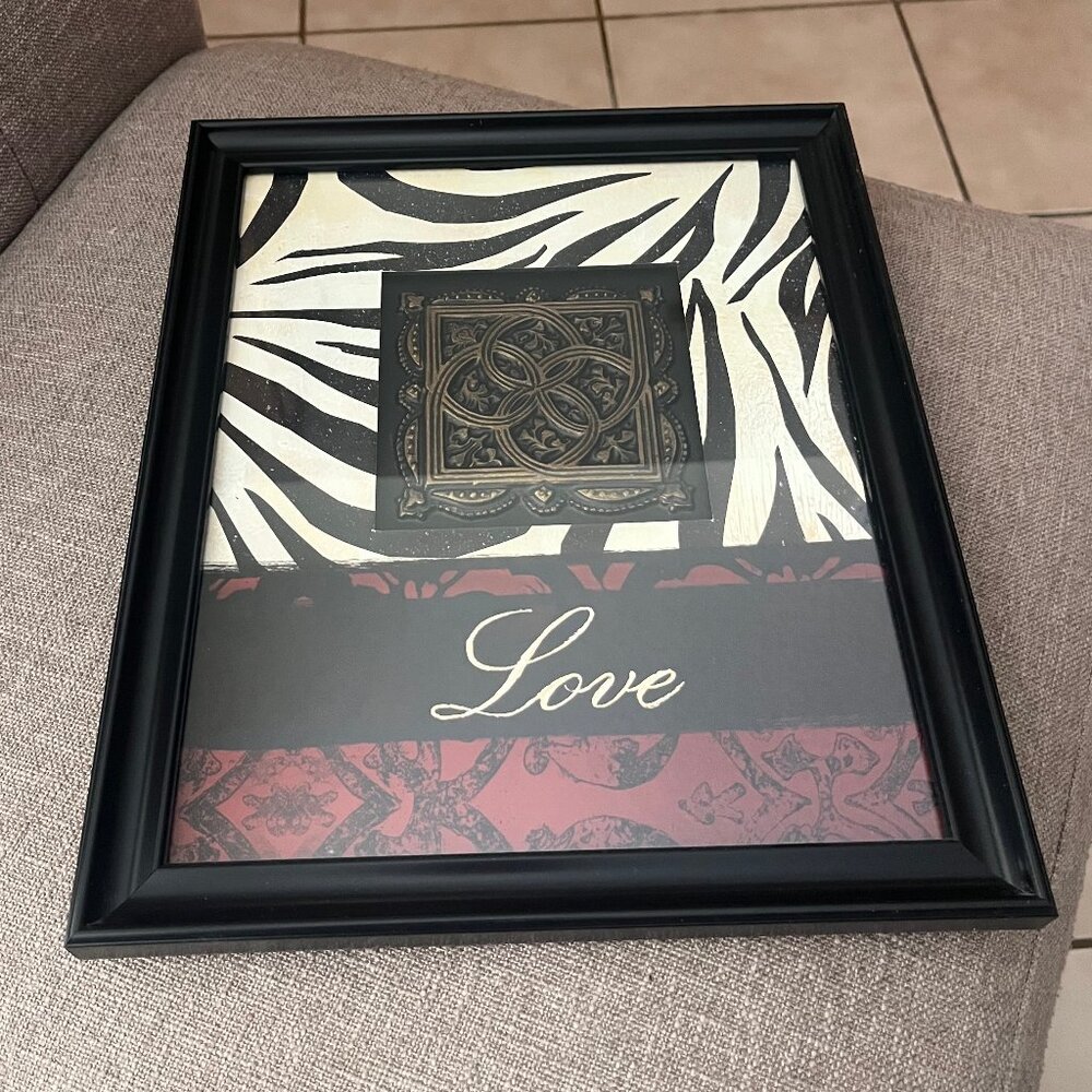 "Love" Framed Wall Art Picture Home Decor - 12" x 10"
